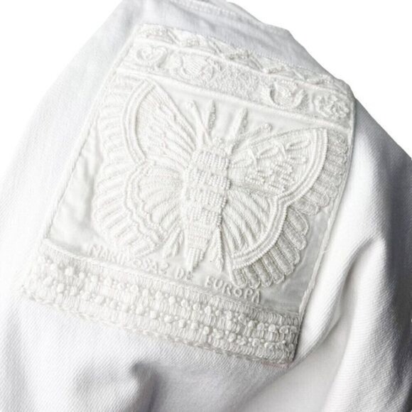 VALENTINO Button Front Denim Ricamato Skirt - Picture 13 of 14